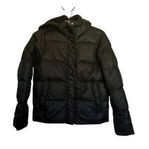 Eddie Bauer 650 Down Puffer Jacket Black Fleece Lined Outdoor Winter Size Small
